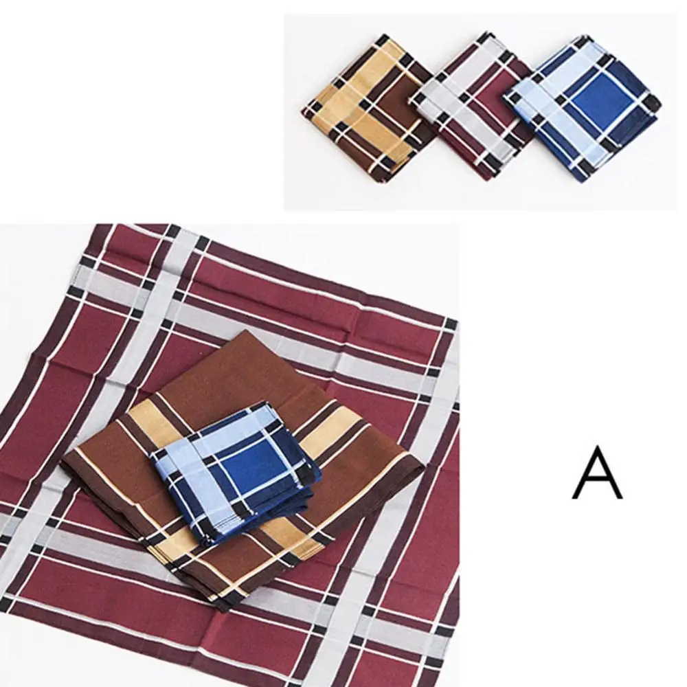 Plaid A 3Pcs 3-5 шт./лот разноцветные носовые платки для женщин хлопок Цветочный вышитый шарф Карманный платок случайный цвет - Цвет: Plaid A 3Pcs
