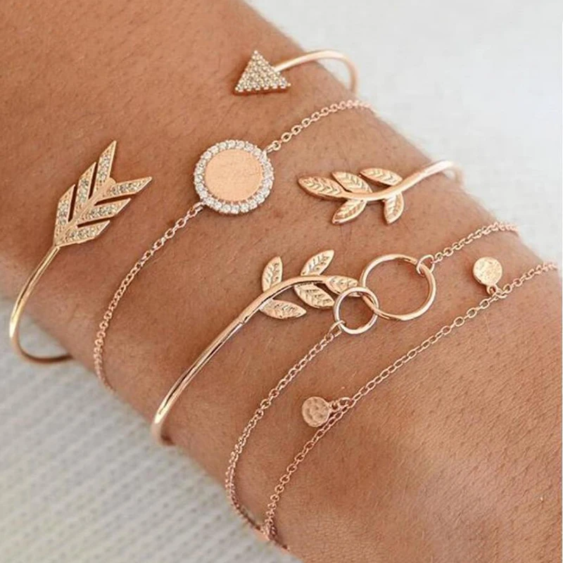 4 шт./компл. браслет с подвесками модная Регулируемая манжета разъемные браслеты