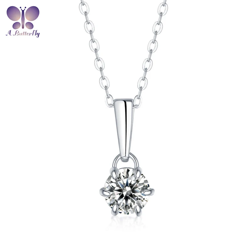 

Color D Moissanite 925 Sterling Silver Pendant Necklace 1.0Ct Wedding Jewelry Able To Pass The Diamond Pen