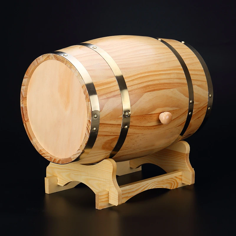 

3L Beer Brewing Keg Vintage Wood Oak Timber Wine Barrel For Whiskey Rum Port Decorative Barrel Restaurant Display