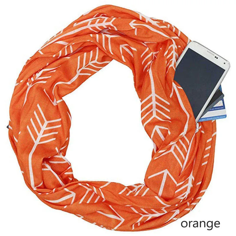 

Convertible Scarves Loop Zipper Pocket Women Scarves Soft Portable All-match Fashion Style Scarf