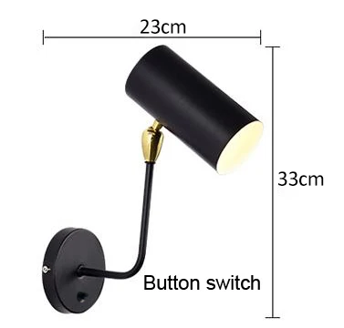 Black with switch Современный минималистский творческая личность Черное золото железа регулируемый настенный светильник для гостиной спальни прикроватный кабинет прохода - Цвет абажура: Black with switch