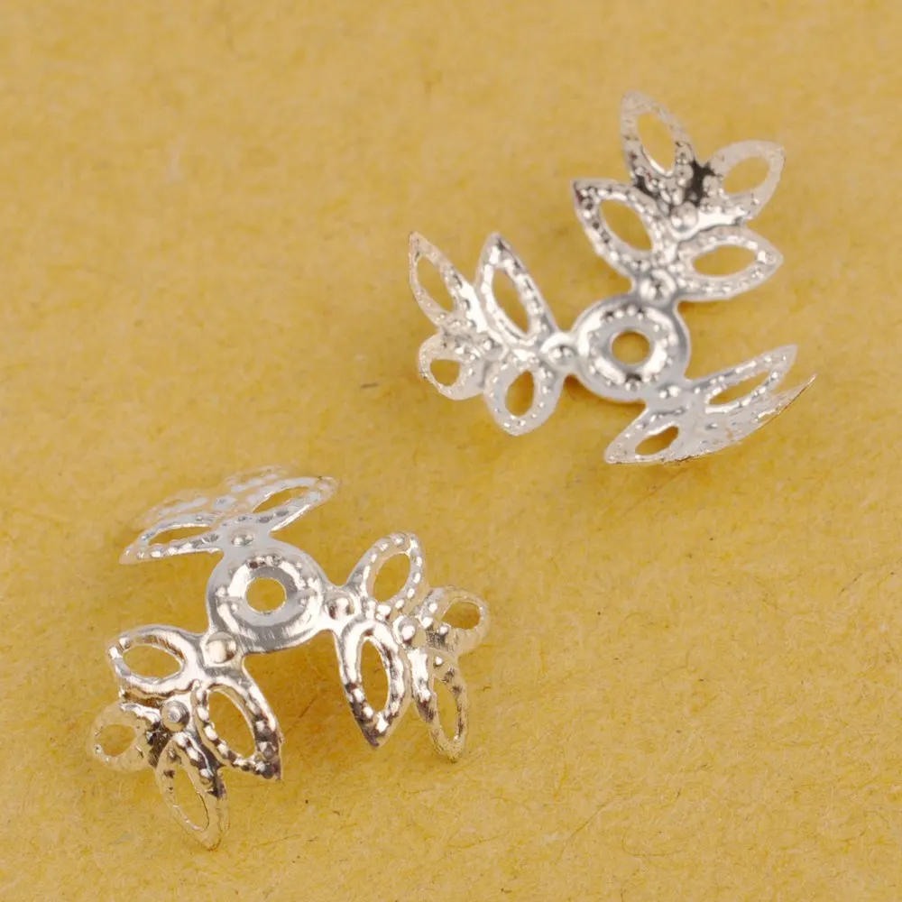 2000 шт. 16 мм трехлистная филигранная шапочка с бусинами в виде цветов s-образная