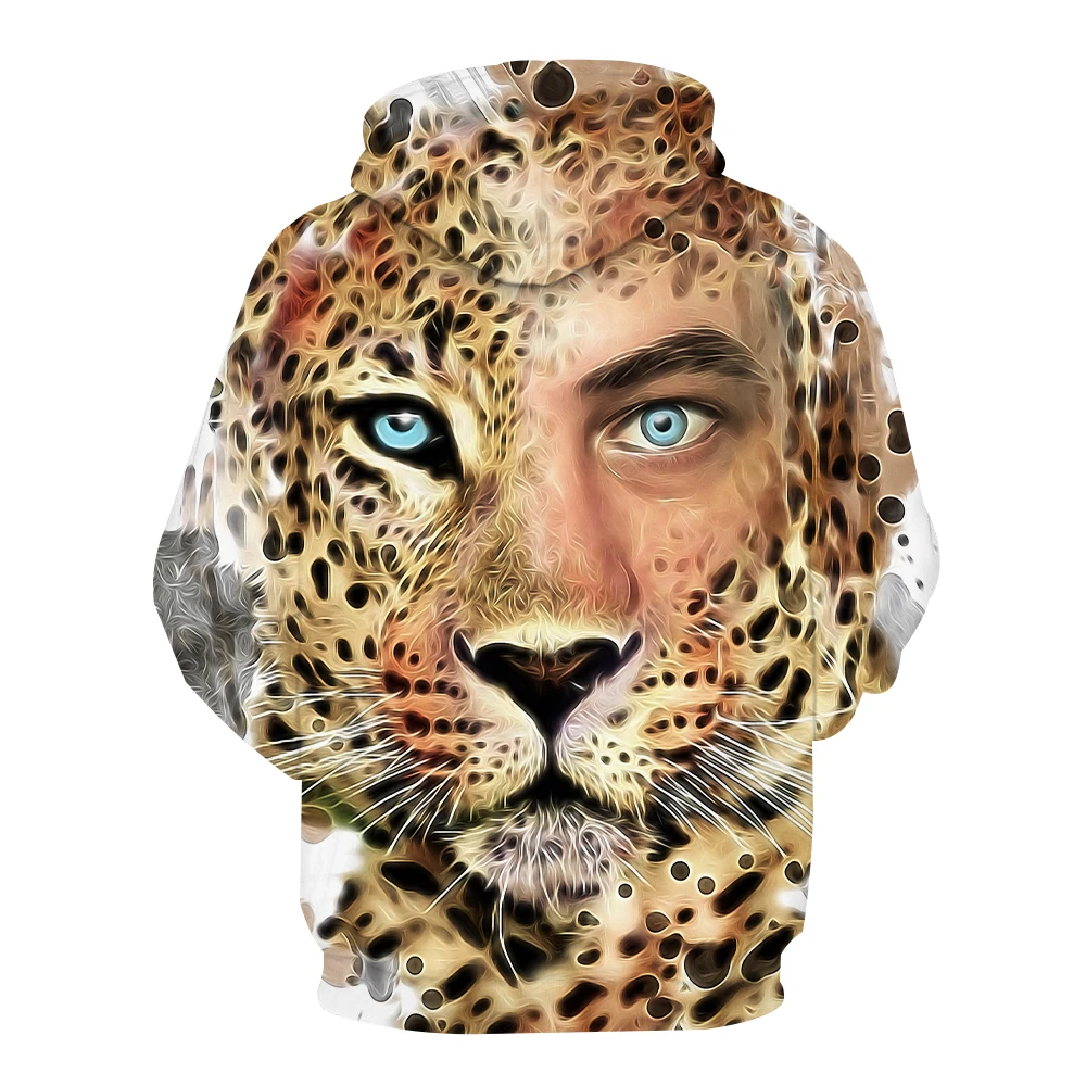 

3D-Printed Leopard Face Sweatshirt Casual Men'S And Women'S Fall Hoodies Support Custom Street Wear Hoodies