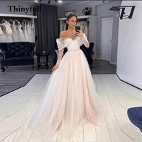 thinyfull long a line off shoulder wedding dresses sweetheart long sleeves perals bridal gown country bride dress robe de mariee