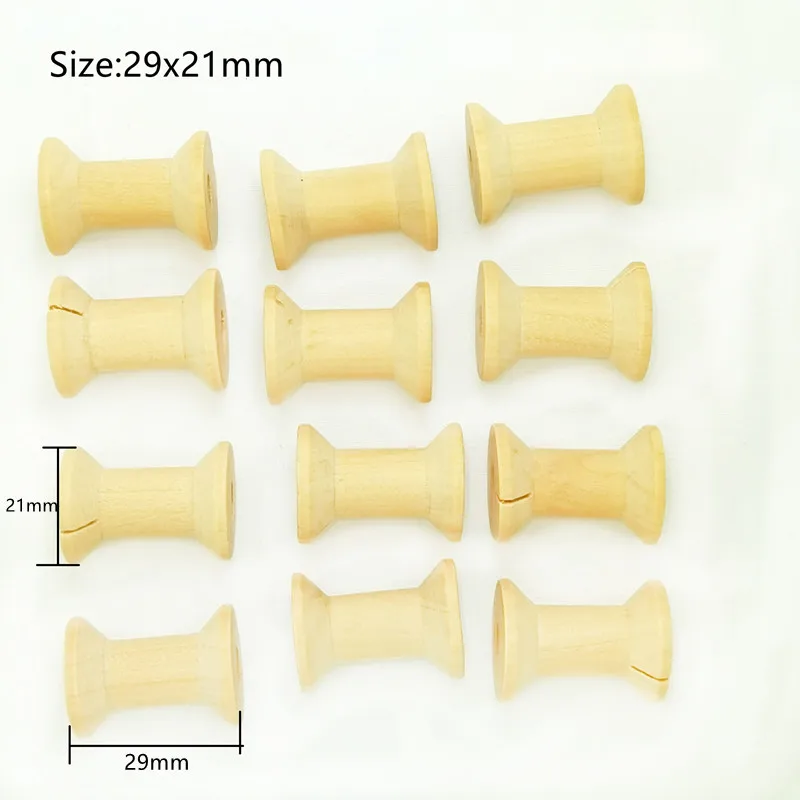 

10pcs Natural 29x21mm DIY Crafts Wood Bobbin Empty Spools For Threading Wire Needlework Sewing Accessories