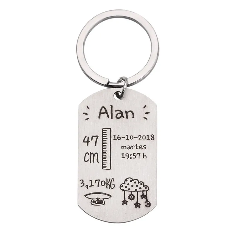 dog tag Круглый детский брелок с именами, датой рождения, весом и ростом для новорожденных в честь Llavero Personalizado, брелок для ключей - Цвет: dog tag