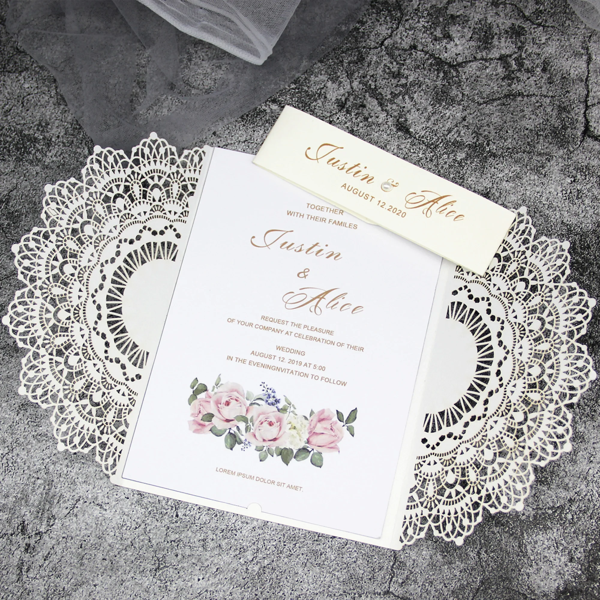 50 шт./лот белая элегантная пригласительная открытка лазерная резка свадебное