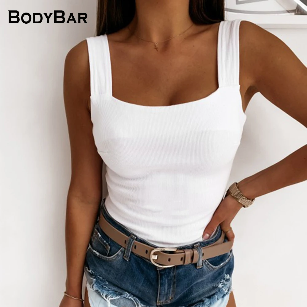 

Ladies Basic Sexy Vest Sleeveless Low-Cut Tank Top Large U-neck New Crop Tee Nightclub White Black Casual Underwear Slim T Shirt