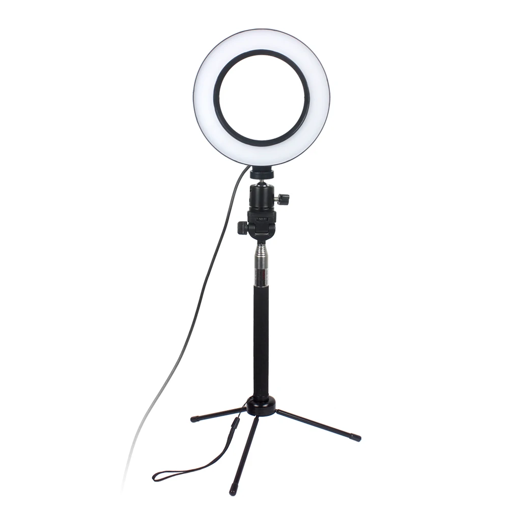 Светодиодный кольцевой мини светильник 16 см с регулируемой яркостью селфи