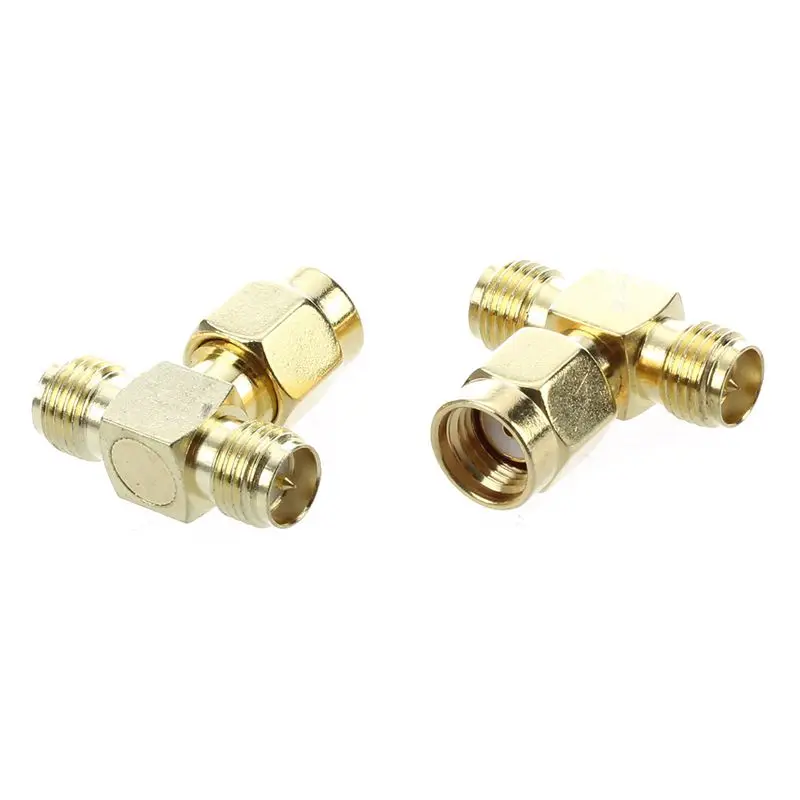 2 шт. RP SMA Штекерный для двух Гнездовой тройной T RF адаптер Коннектор 3 way Splitter |