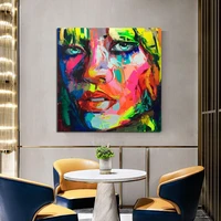 100hand painted modern francoise nielly palette knife portrait face oil painting character figure canvas wall art for living