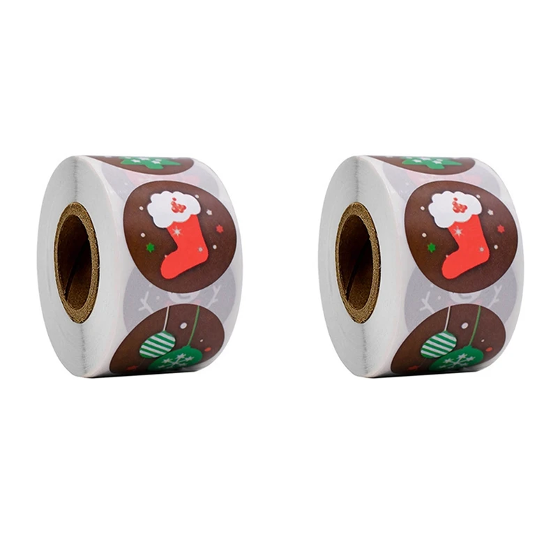 

2PCS Merry Christmas Stickers Christmas Tree Elk Candy Bag Sealing Sticker Christmas Gifts Box Labels Decorations