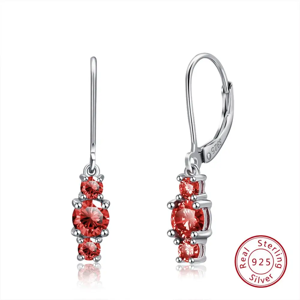 ORSA JEWELS Настоящее 925 Висячие серьги из серебра 925 пробы для женщин четыре цвета доступны AAA кубический циркон модные серьги, украшения SE70 - Цвет камня: Красный