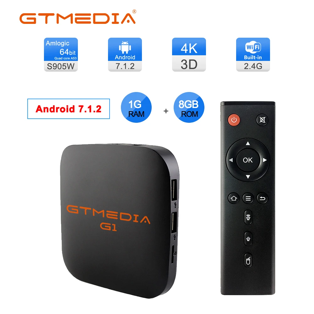 Оригинальная глобальная ТВ приставка GTMEDIA G1 4K H.265 Android TV 7 1 Ultra HD ГБ 8 Wi Fi Google Cast