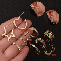 luxury bohemia colorful cz crystals heart stars cross stud clip on earrings for women cartilage helix ear bone earrings jewelry