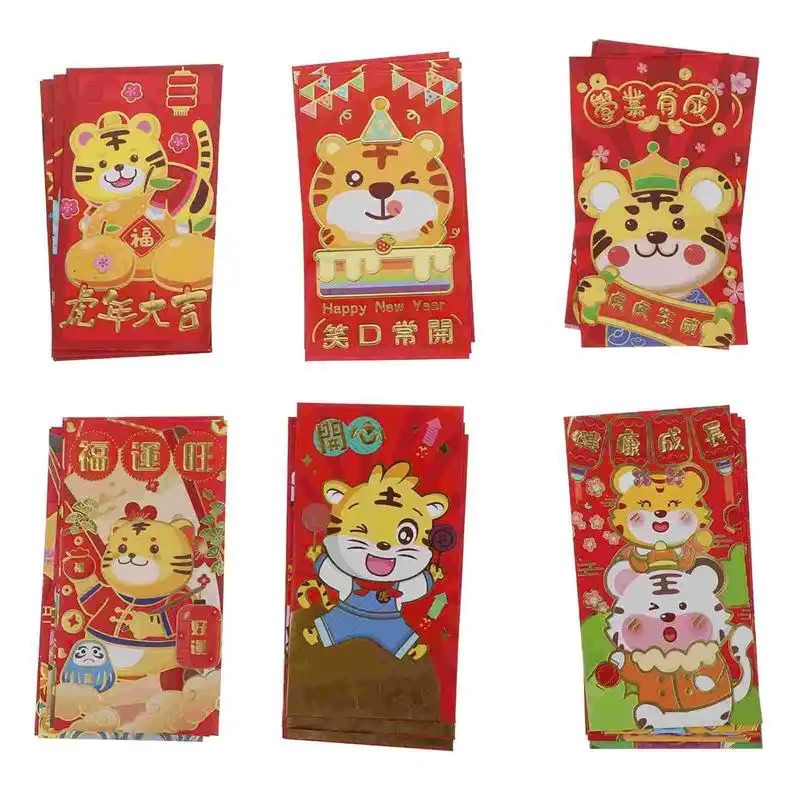 

36Pcs Creative Red Envelopes 2022 Chinese New Year Money Pockets Red Packets