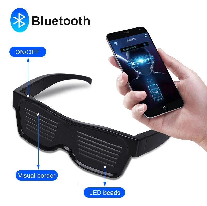 2021 приложение Управление Bluetooth DIY языков мигающий светодиод вечерние очки USB