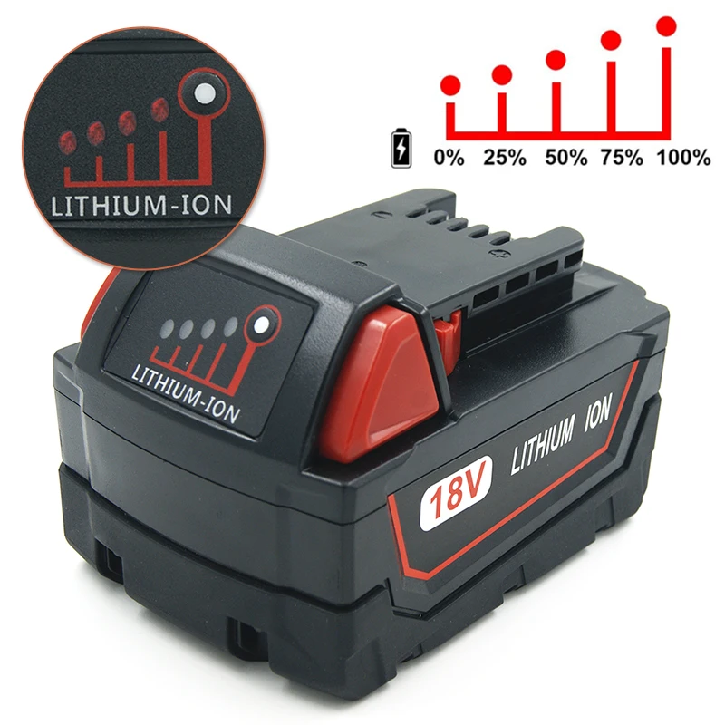 2 шт. Высокая емкость 5.0A 18В перезаряжаемые электроинструменты батарея для Milwaukee M18