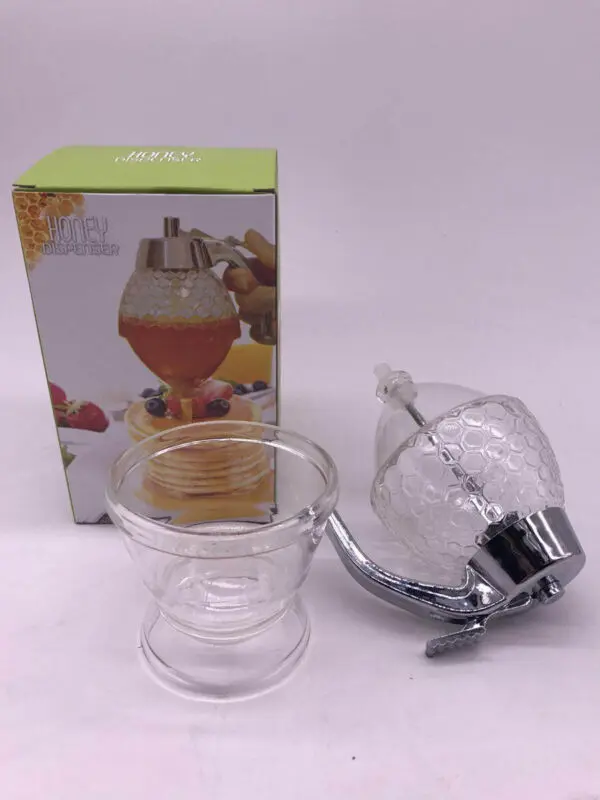 200ML Honey Juice Syrup Dispenser Practical Acrylic Pot Jar 1 Cup Bee Hive with Trigger Stand High Quality Hot Sale 2019 |