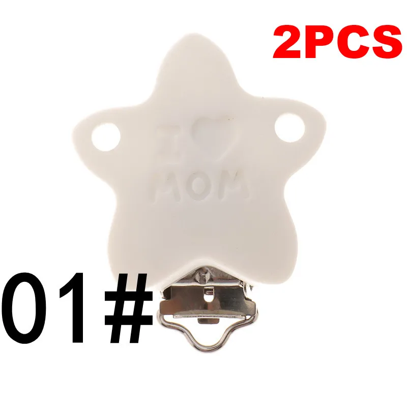 Mom-01 White Fkisbox 2pcs Mouse Pacifier Clip Silicone Bead Baby Teether& Plastic Teething Accessories Nipple Clasps Toy DIY Round Koala - Цвет: Mom-01 White