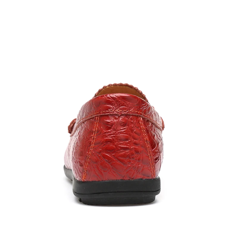 FIXSYS Summer Casual Shoes Mens Buckle Loafers Crocodile Pattern Flat Moccasins Breathable Man Boat Leather Driving | Обувь