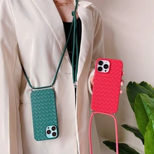 Crossbody Lanyard Breathable Cooling Case For iPhone 13 12 Mini 11 Pro Max XS X XR SE 8 7 6 6s Plus Neck Strap Cord Weave Cover