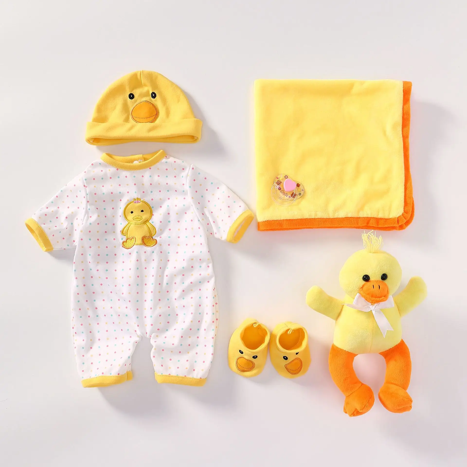 

Doll clothes Fit For 50-55CM Baby Doll bebe Reborn dresss clothing set with plush gift pacifier npk doll accessories