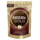 NESCAF Gold, 100% натуральный растворимый сублимированный кофе с добавлением натурального жареного молотого кофе, 190г, пакет