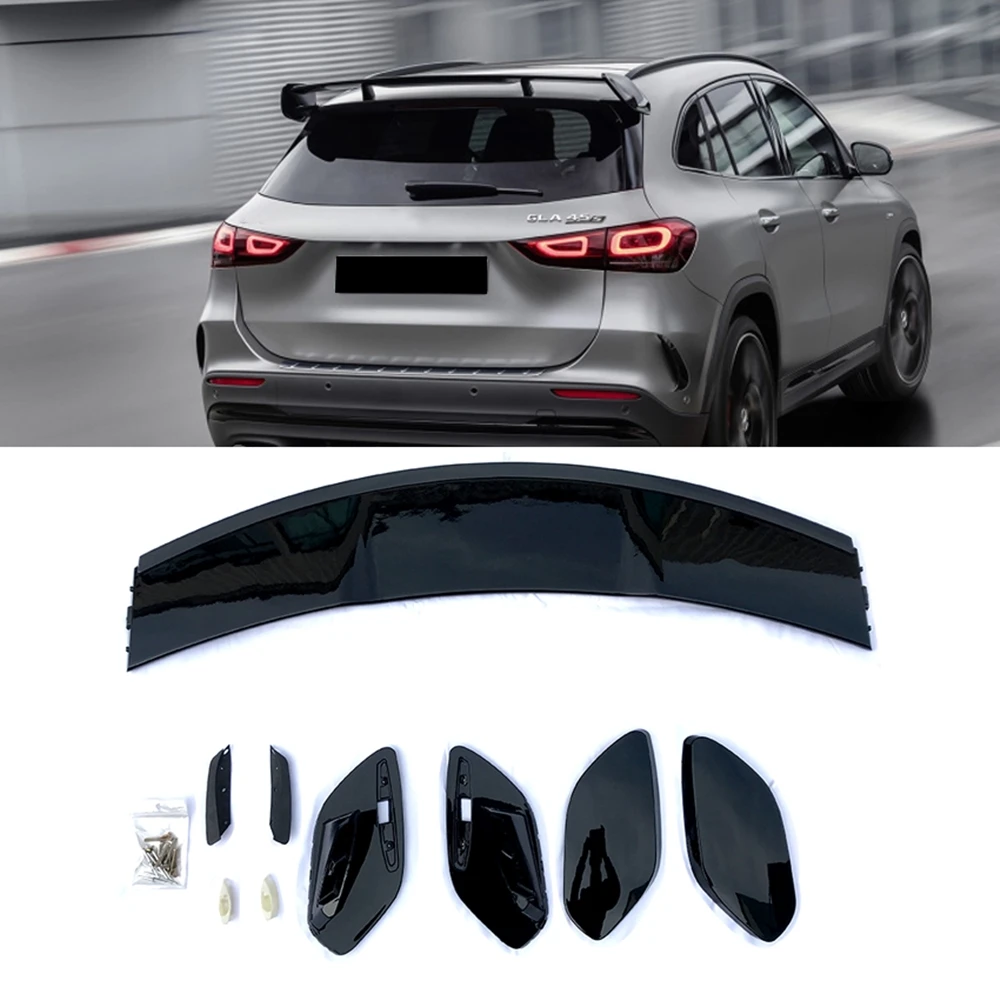 

Rear Spoiler Wing For Mercedes Benz GLA Class GLA180 200 GLA35 GLA45 AMG GLA250 2020-2021 Black Car Trunk Roof Splitter Lip Trim