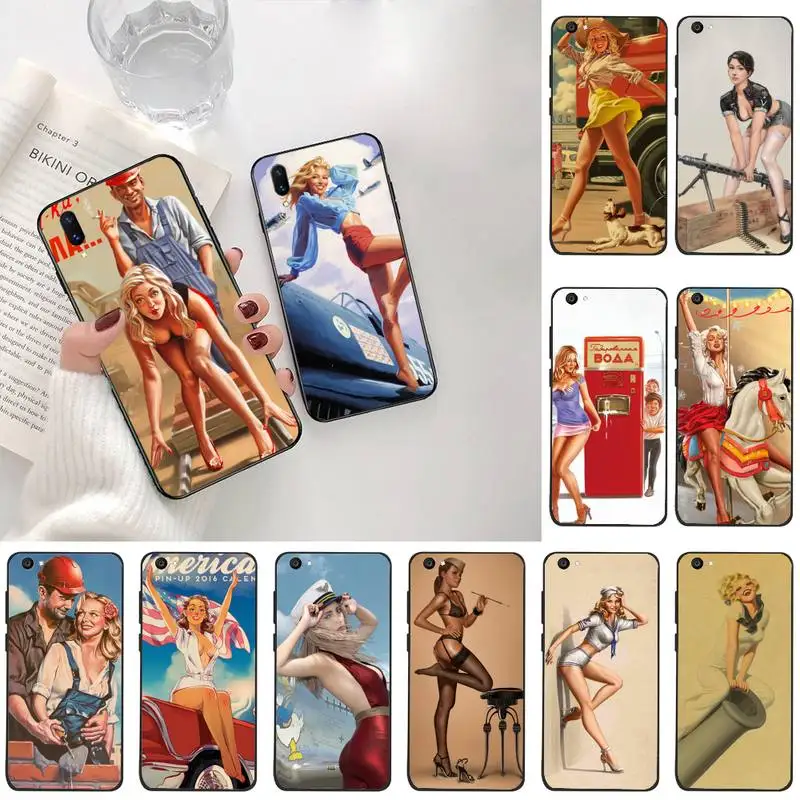 

CUTEWANAN WW2 Sexy Pin up Girl Vintege Phone Case Cover For Vivo Y91c Y17 Y51 Y67 Y55 Y93 Y81S Y19 V17 vivos5