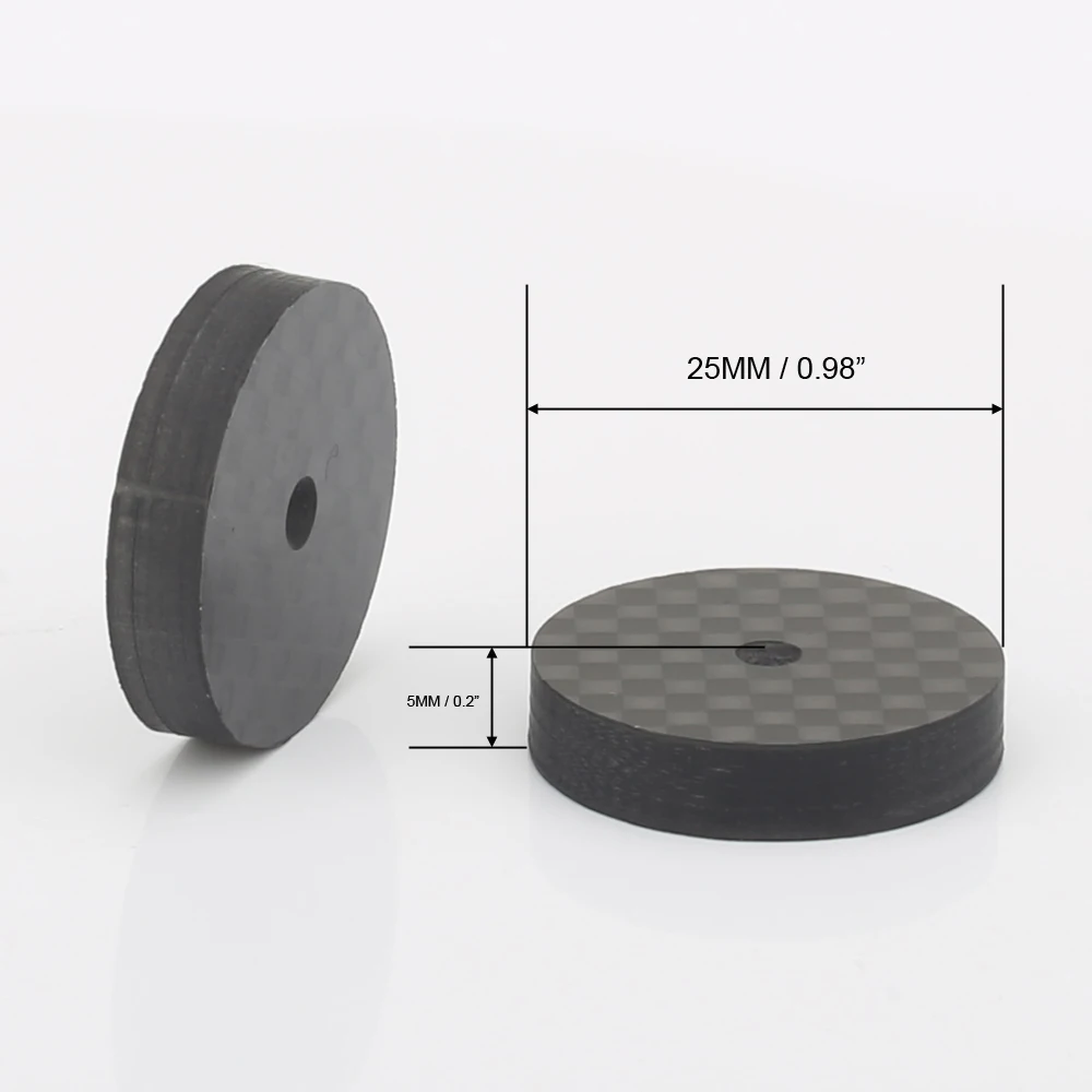 Hifi 4pcs 25x5mm Black Carbon Fiber Speaker Isolation Spike Base Pad Shoe Feet images - 6