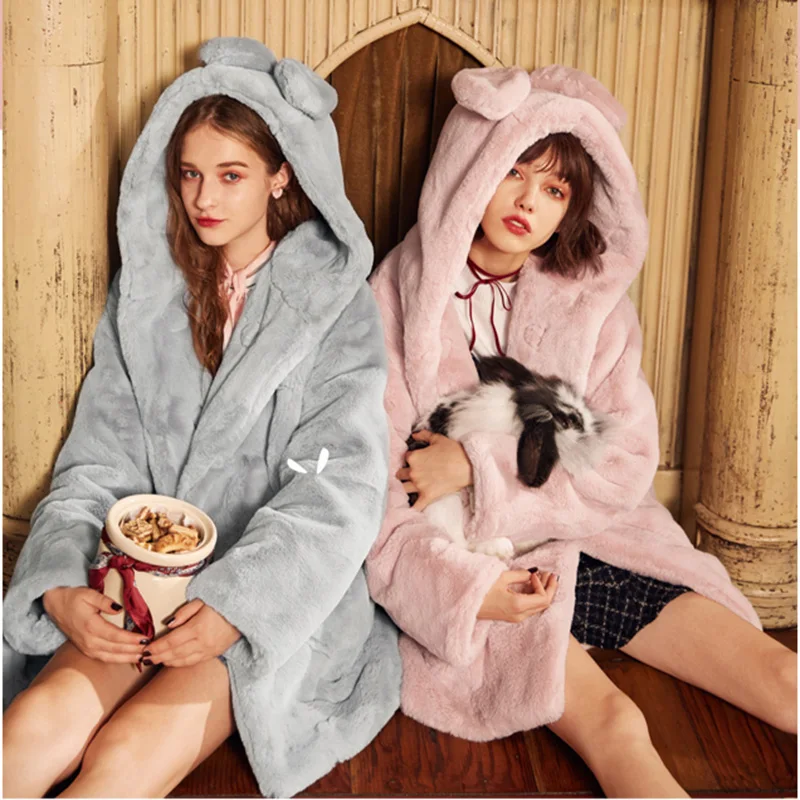 2019 Женское зимнее пальто из искусственного меха куртка кроличьего длинное серое