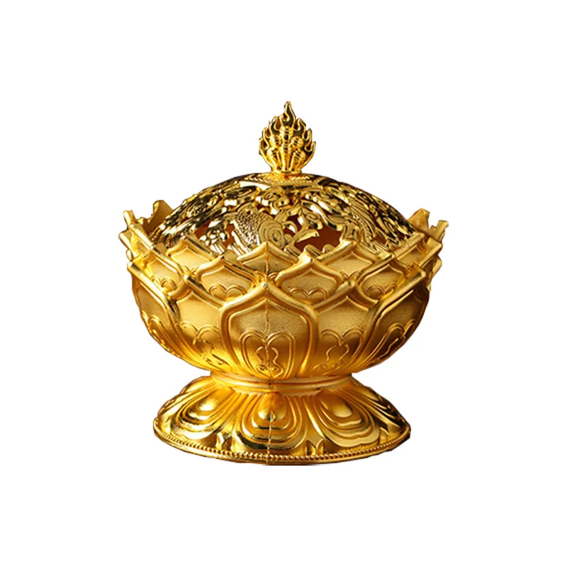 

Lotus Flower Incense Burner Buddhism Buddha Holder Brass Mini Sandalwood Censer Incense Metal Craft Home Decoration