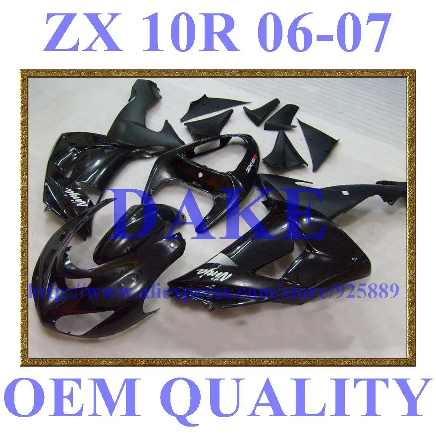 

Freecustom Black Fairing Kits FOR KAWASAKI NINJA ZX10R 06-07 ZX 10R 06 07 ZX-10R 06-07 10 R ZX 10R 2006 2007 -77AX +7gfits