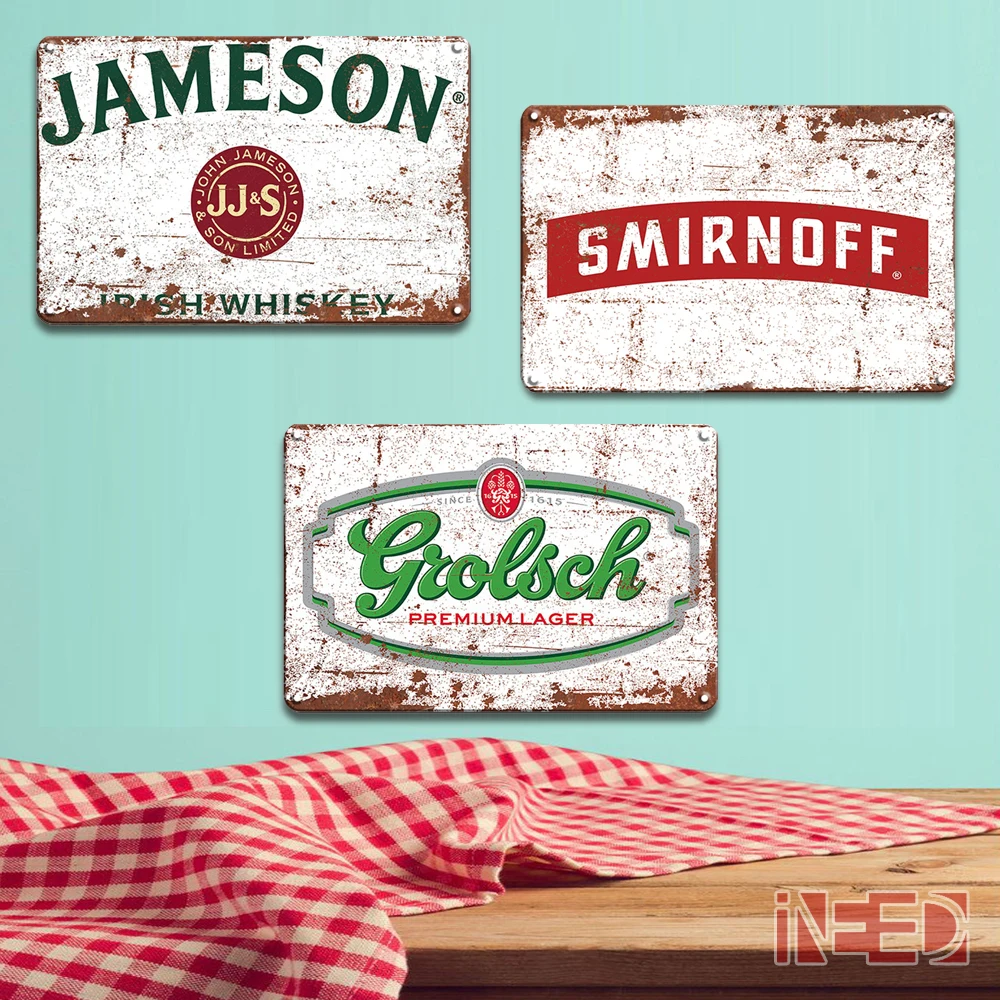 

3 PCS Simple Whisky Metal Sign Poster Vintage Wall Decor Retro Plaque Bar Accessories Metal Plate Home Room Decoration