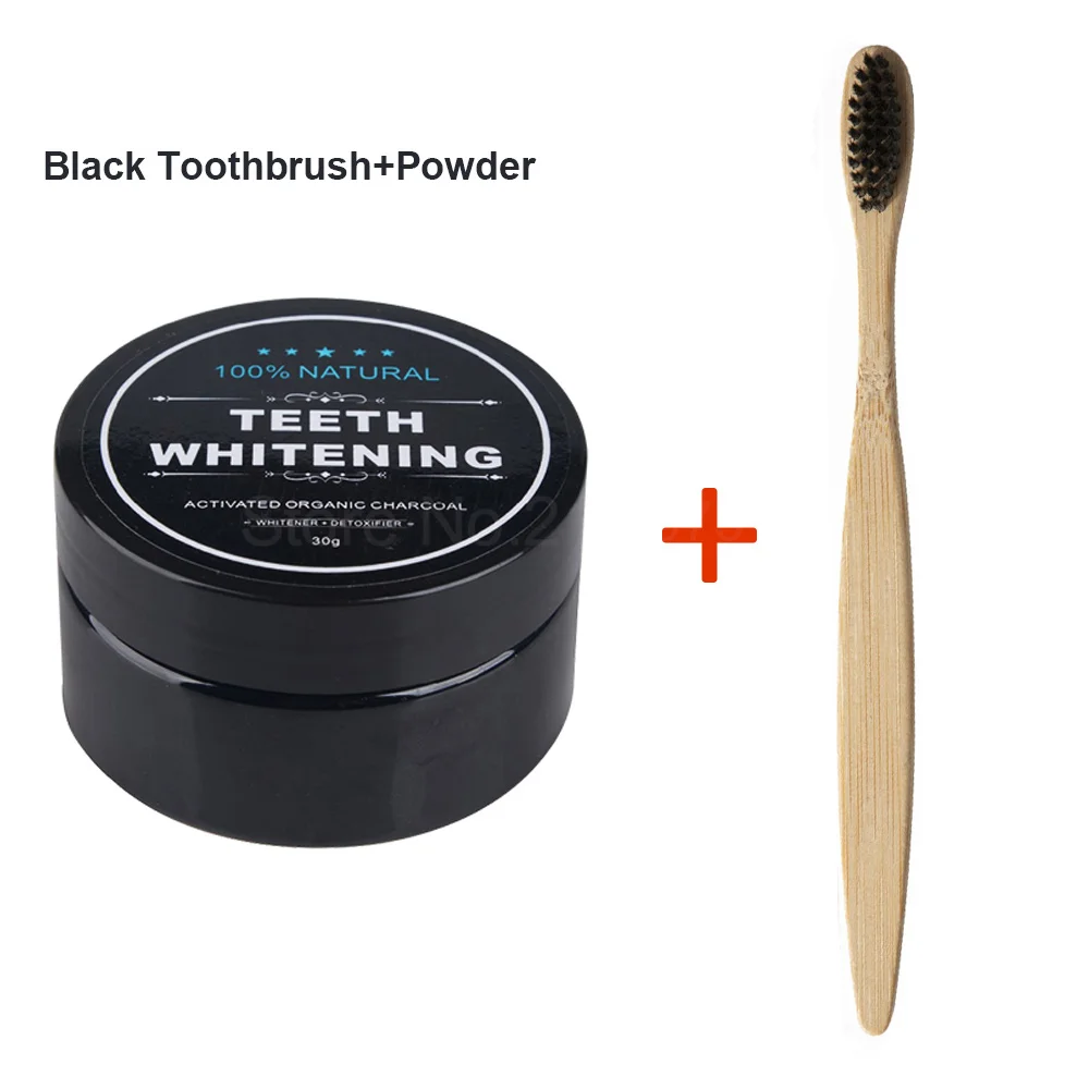 black brush a powder 30 г активированный Charcoals порошок бамбуковая зубная щетка из древесного угля уход за зубами отбеливающий порошок натуральная Органическая Зубная паста веганская мята - Цвет: black brush a powder