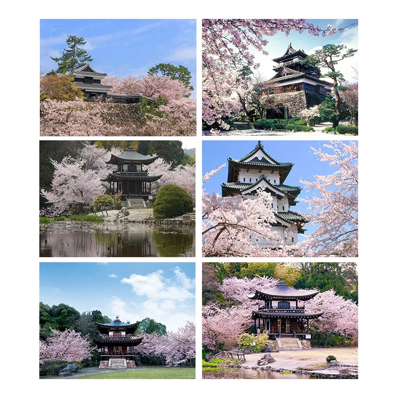 

Full Square Drill Diamond Painting Scenery Building Cherry Blossoms Diamond Mosaic Picture Rhinestone Painting Home Decor