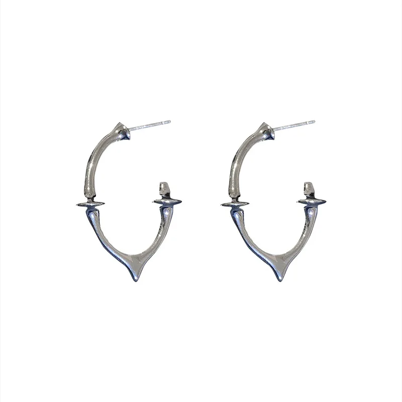 

Minar Exaggeration Metallic C Shape Earrings Gold Silver Color Alloy Irregular Geometric Open Hoop Earrings for Women Jewelry