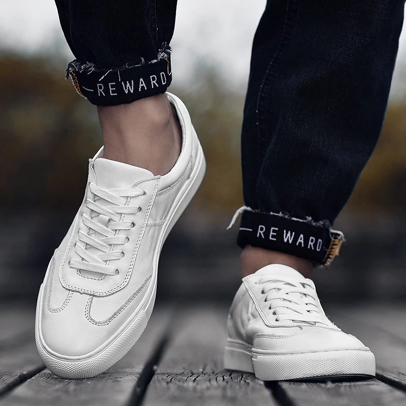 

men shoes Sneakers casual shoes for mens Genuine Leather shoes outdoor driving lace up autumn Fashion designer shoes Male a4