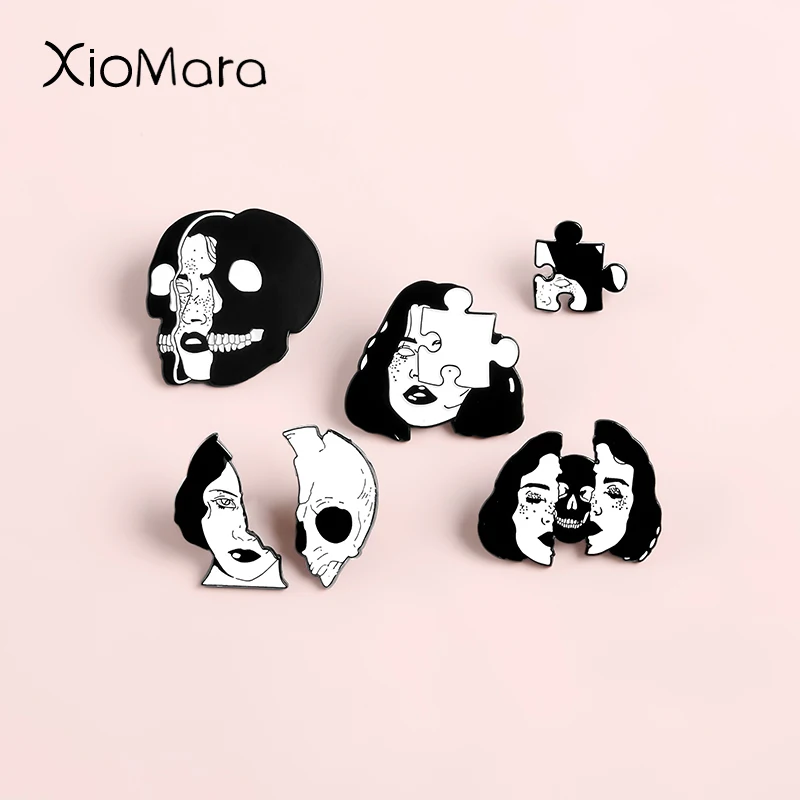 Женская эмалированная Брошь Скелет с эмалью в стиле панк | Украшения и аксессуары