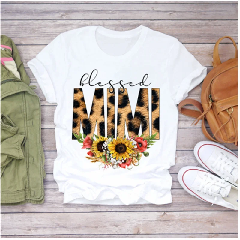 

ladies printed casual T-shirt ladies graphic T-shirt women AOWOF 2020 summer new cartoon ladies girls funny sweet mom T-shirt