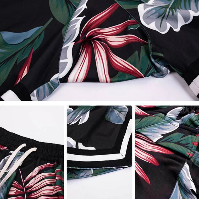 

Aolamegs Summer Men's Shorts Floral Zipper Casual Shorts Sports Running Pants Beach Fashion Men Clothing High Street Streetwear