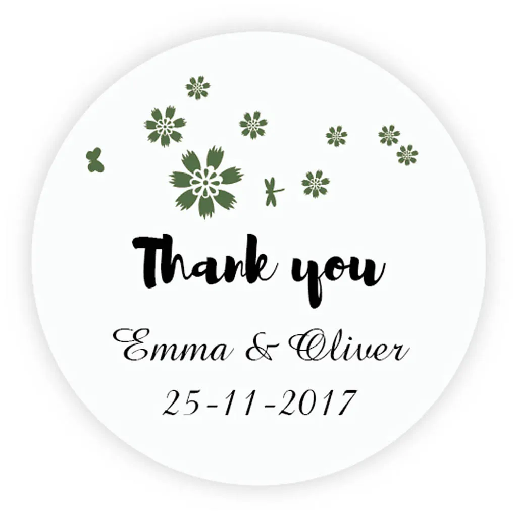 DouxArt 100 штук персонализированные свадебные наклейки спасибо 4 см цветы свадебное
