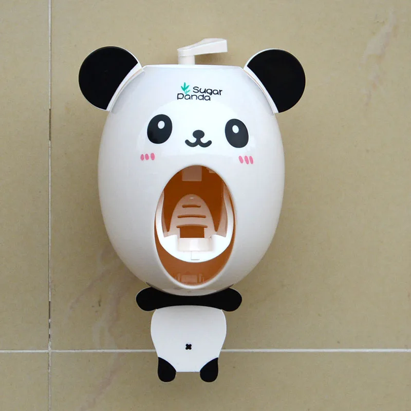 Cartoon Toothpaste Dispenser Strong Suction Sucker Bathroom Accessories Set Toothbrush Holder Automatic Tooth Brush Child | Дом и сад