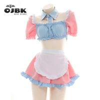 ojbk sexy maid cosplay outfit cute pink blue school girl costumes for female mini skirt uniform charming kawaii womens suit new