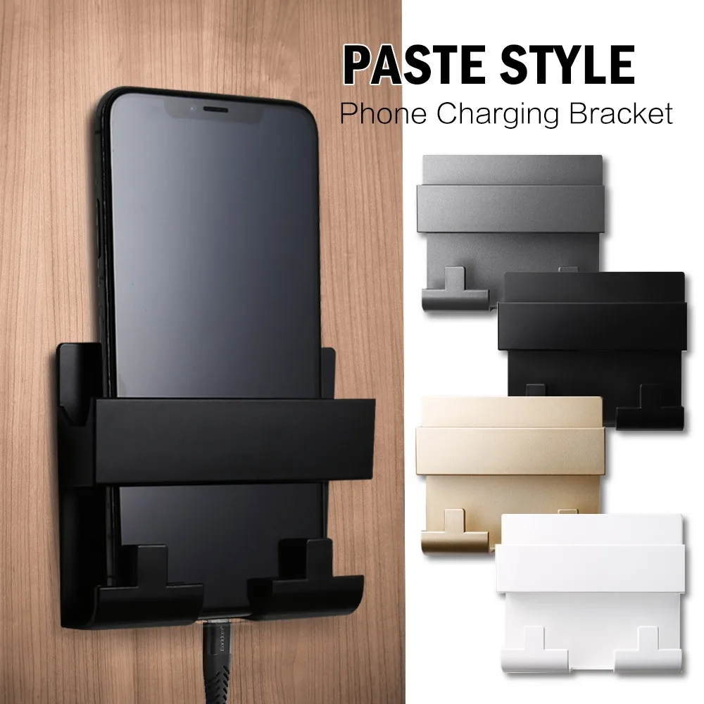 Household Wall-mounted Storage Box Punch-free Mobile Phone Remote Control Holders Rack Plug Charging Racks | Дом и сад