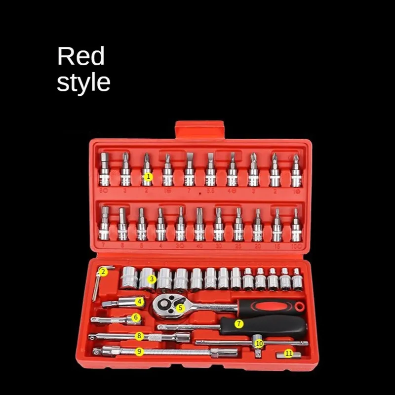 

46pcs Car Repair Tool Set,1/4-Inch Socket Set,Ratchet Torque Wrench,Combo Tools Kit,Auto Repairing Tool Set.