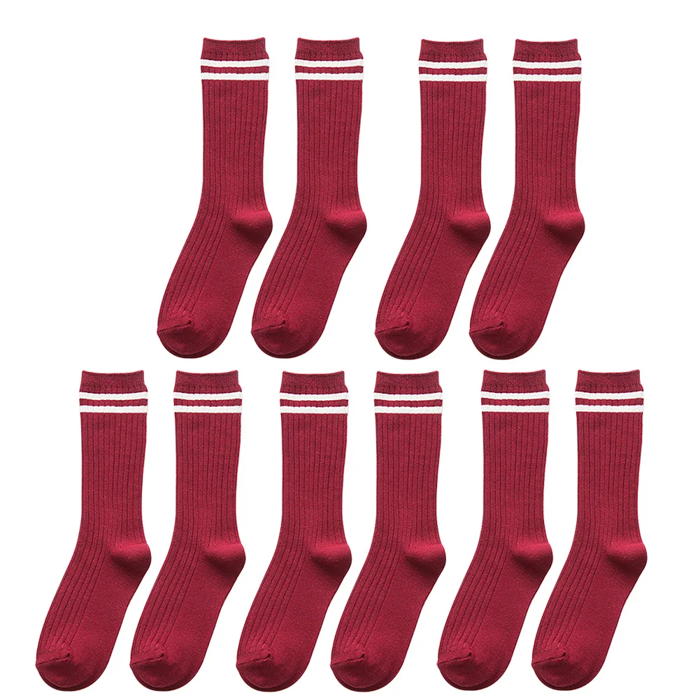 

5 Pairs Long Autumn Winter Fashion Basic Adults Casual Soft Gift Pile One Size School Non Slip Women Socks Warm Ladies