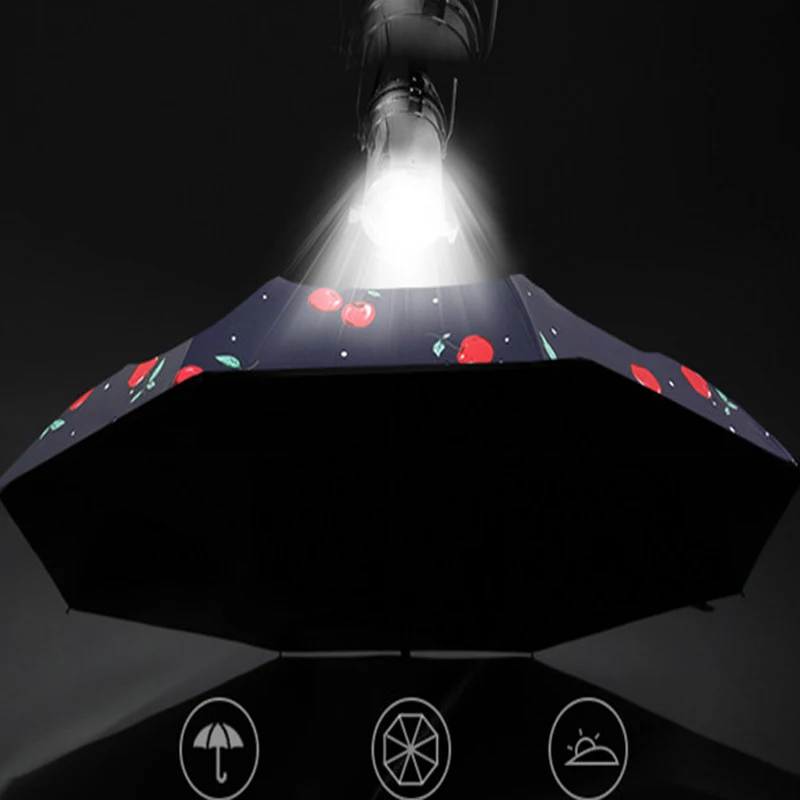 Зонт с вишней красного цвета для женщин компактный складной зонтик одной рукой и